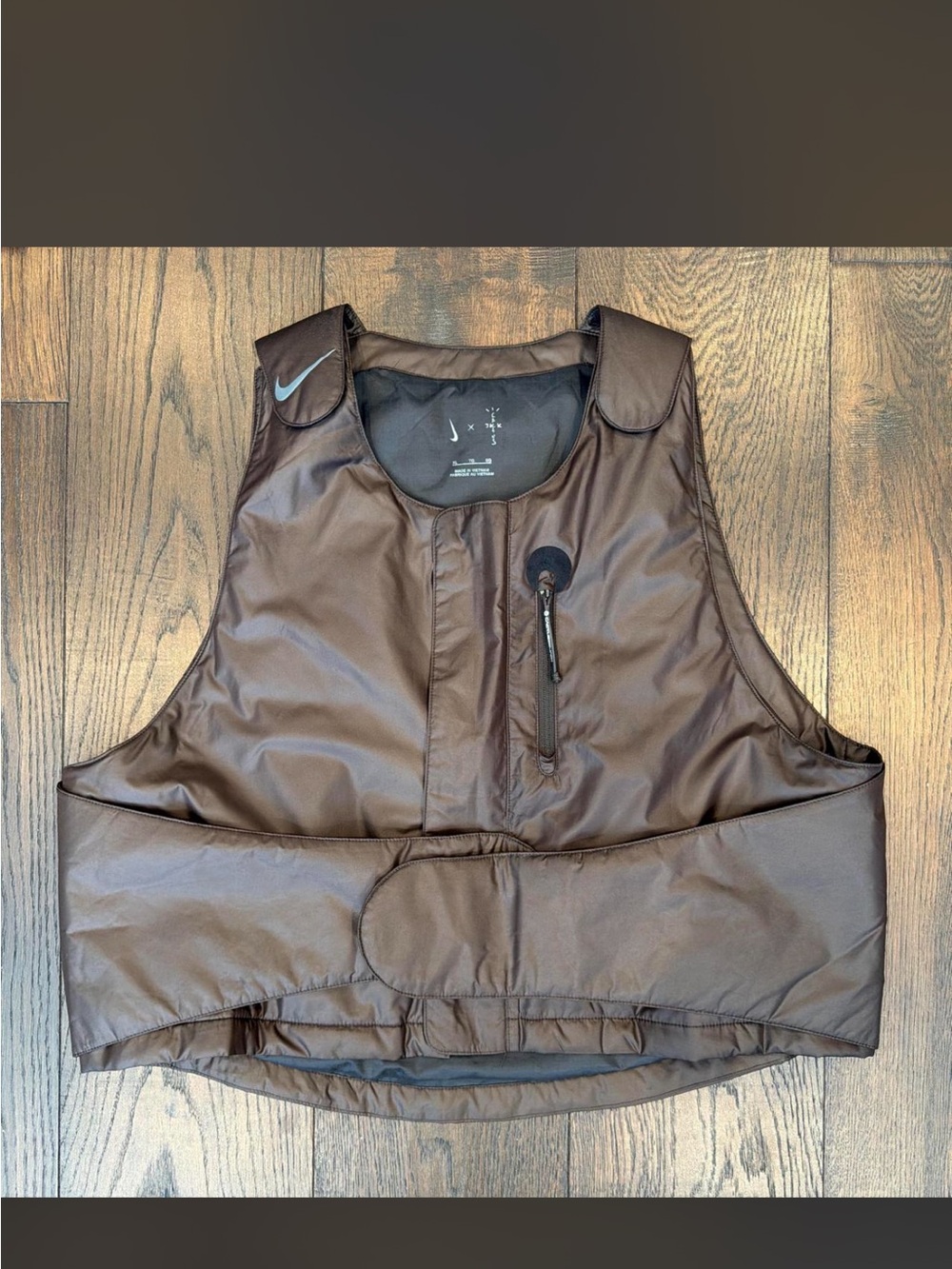 Nike Brown Quilted Training travis Scott Vest with Chest Zip